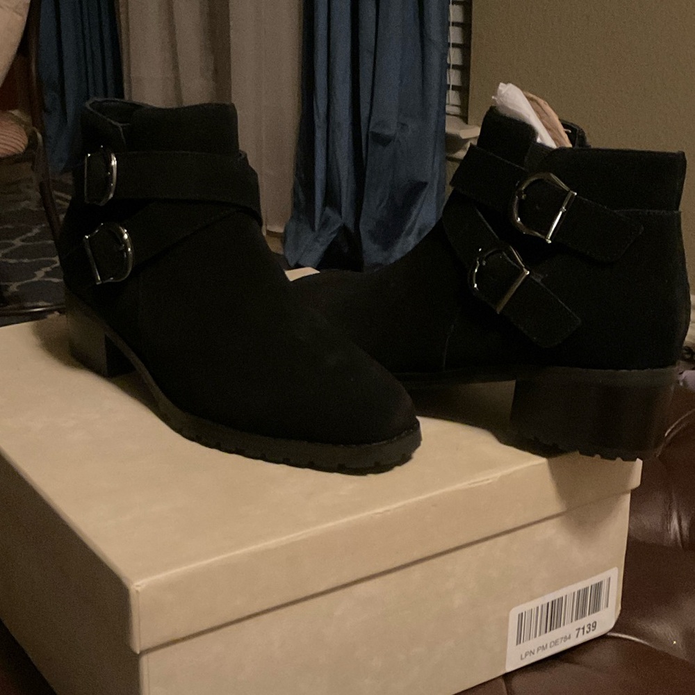 Blondo Black Ankle Boots with Buckle Detail